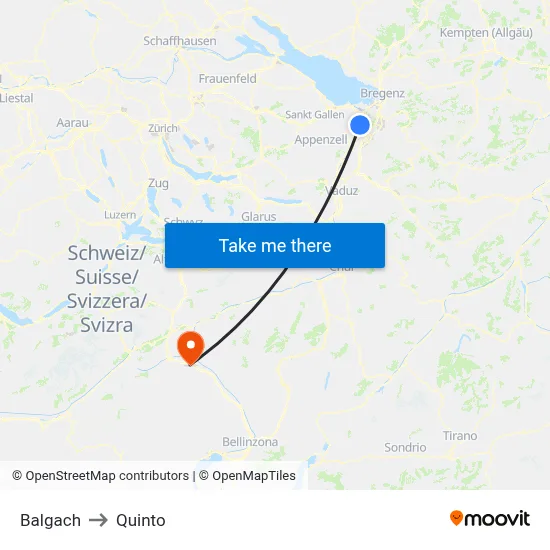 Balgach to Quinto map