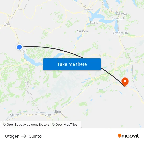 Uttigen to Quinto map