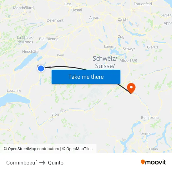 Corminboeuf to Quinto map