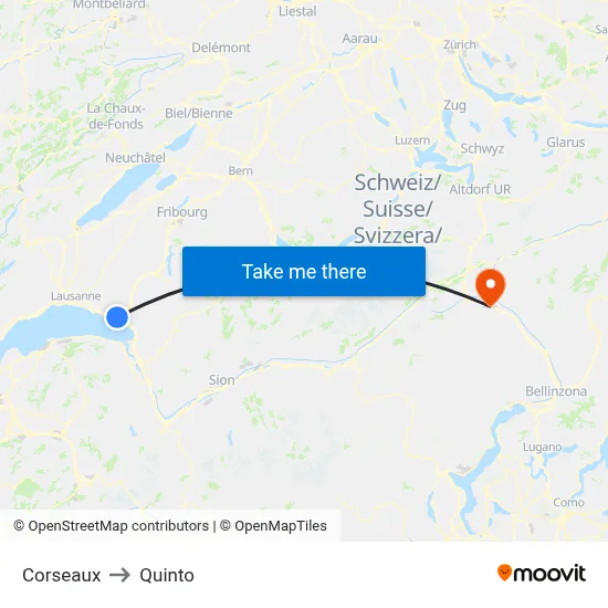 Corseaux to Quinto map