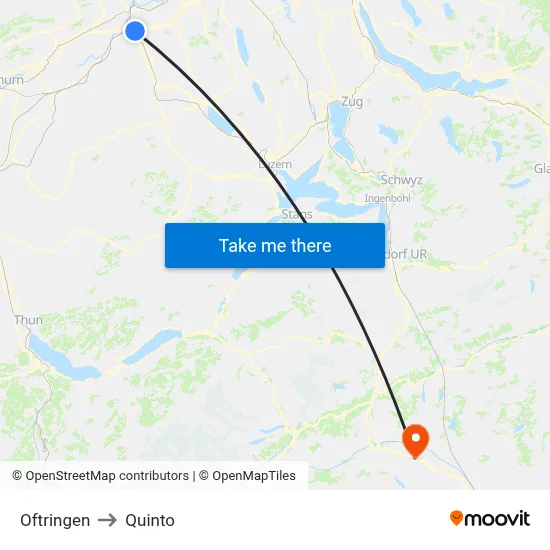 Oftringen to Quinto map