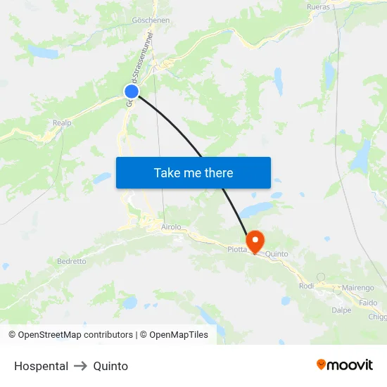 Hospental to Quinto map