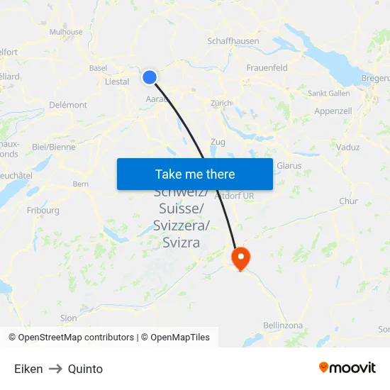 Eiken to Quinto map
