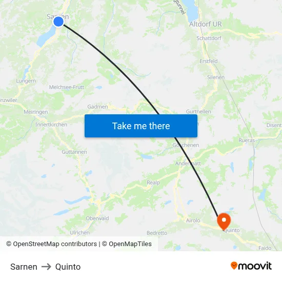 Sarnen to Quinto map