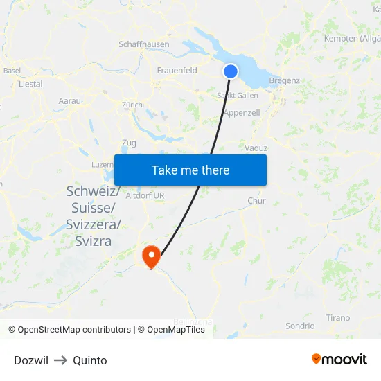 Dozwil to Quinto map