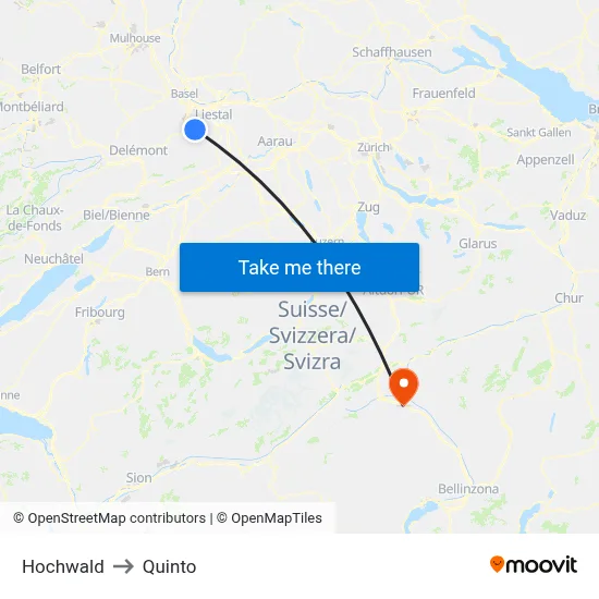 Hochwald to Quinto map