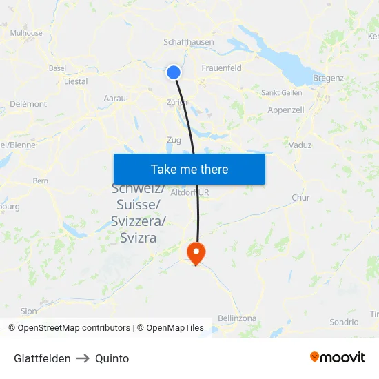 Glattfelden to Quinto map