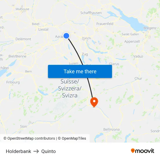 Holderbank to Quinto map