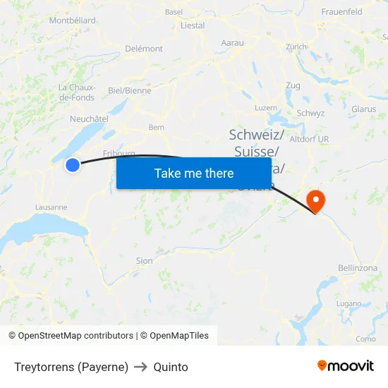 Treytorrens (Payerne) to Quinto map