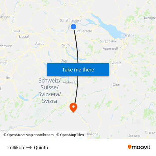 Trüllikon to Quinto map