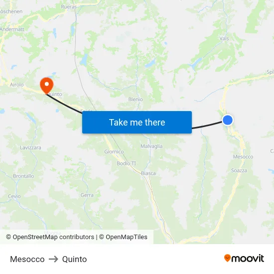 Mesocco to Quinto map