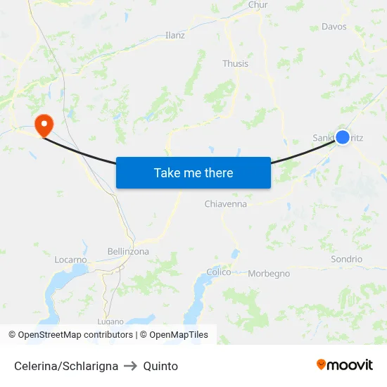 Celerina/Schlarigna to Quinto map