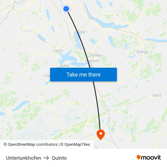 Unterlunkhofen to Quinto map