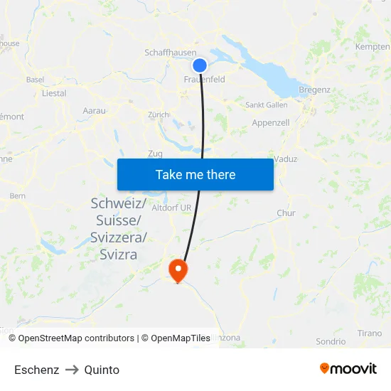 Eschenz to Quinto map