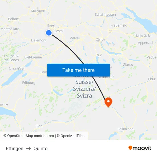 Ettingen to Quinto map