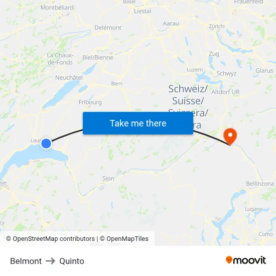 Belmont to Quinto map