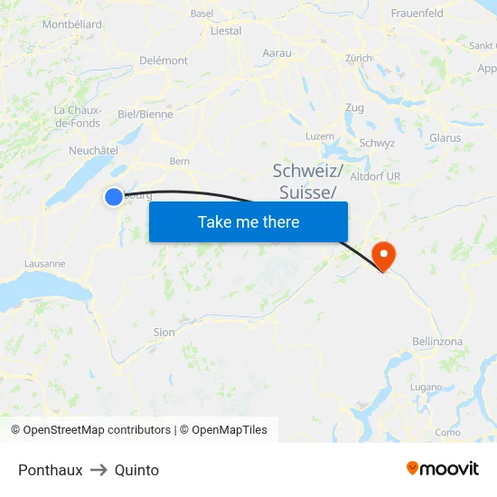 Ponthaux to Quinto map