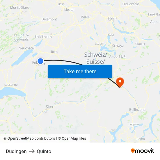 Düdingen to Quinto map