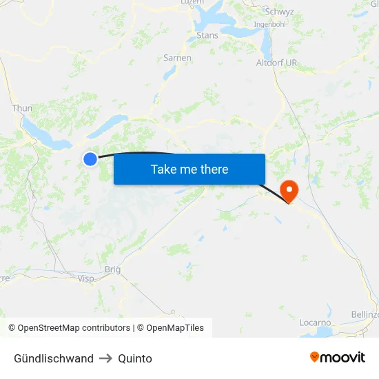 Gündlischwand to Quinto map