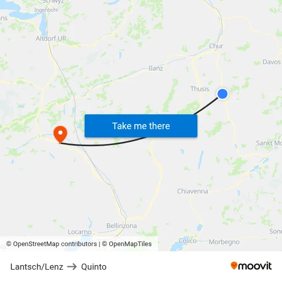 Lantsch/Lenz to Quinto map