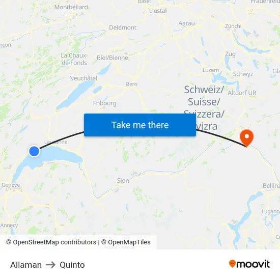 Allaman to Quinto map