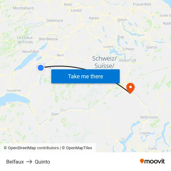 Belfaux to Quinto map