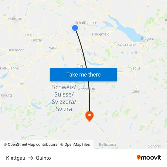 Klettgau to Quinto map