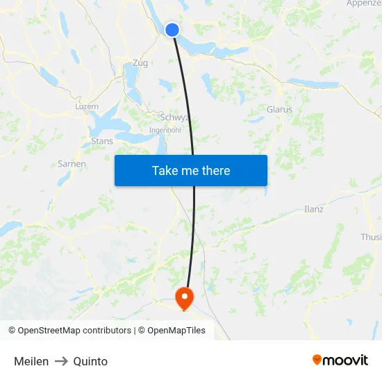 Meilen to Quinto map