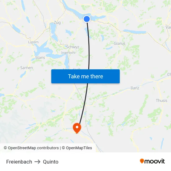 Freienbach to Quinto map