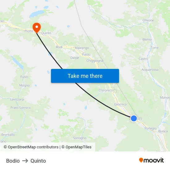 Bodio to Quinto map
