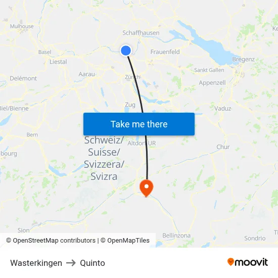 Wasterkingen to Quinto map