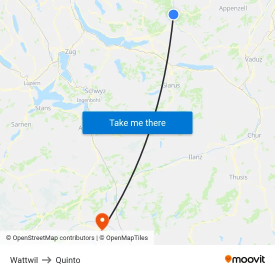 Wattwil to Quinto map