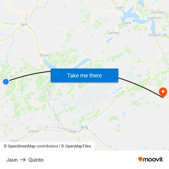 Jaun to Quinto map