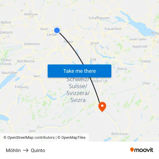 Möhlin to Quinto map