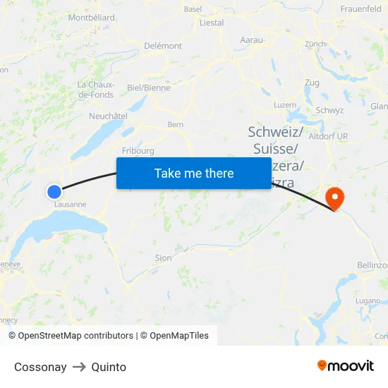 Cossonay to Quinto map