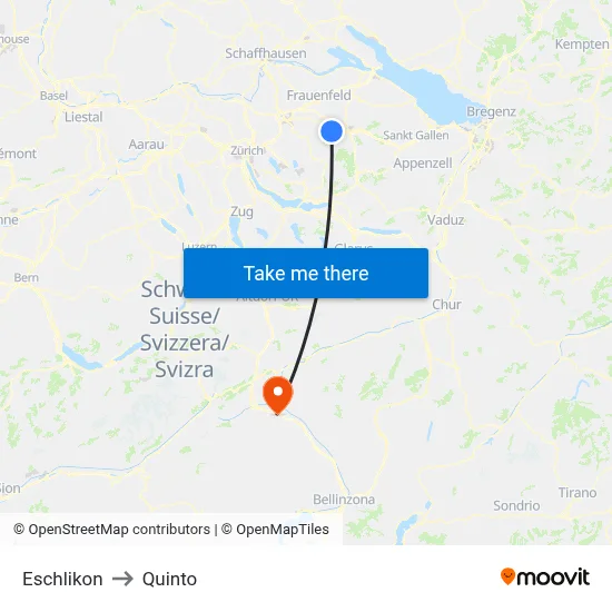 Eschlikon to Quinto map