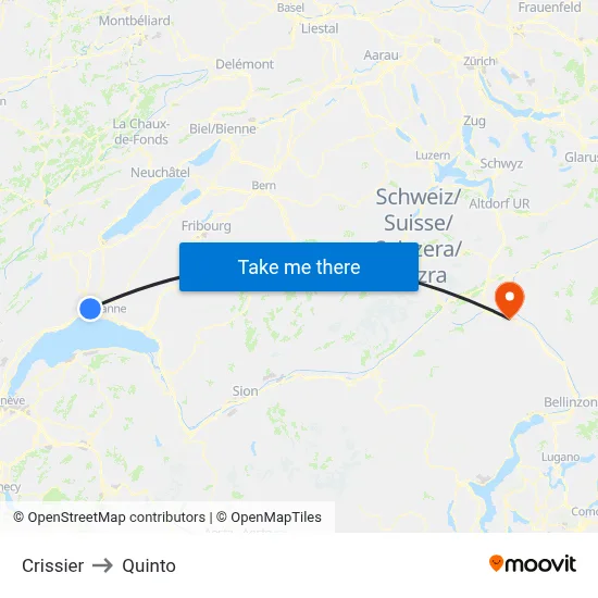 Crissier to Quinto map