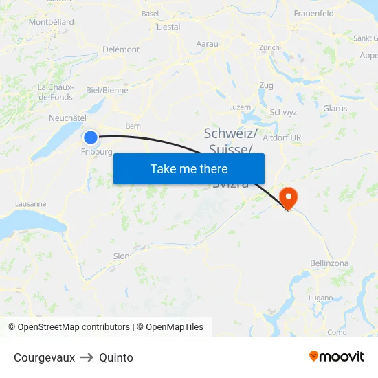 Courgevaux to Quinto map
