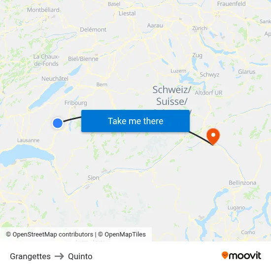Grangettes to Quinto map