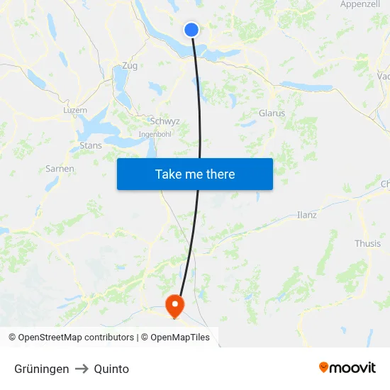 Grüningen to Quinto map