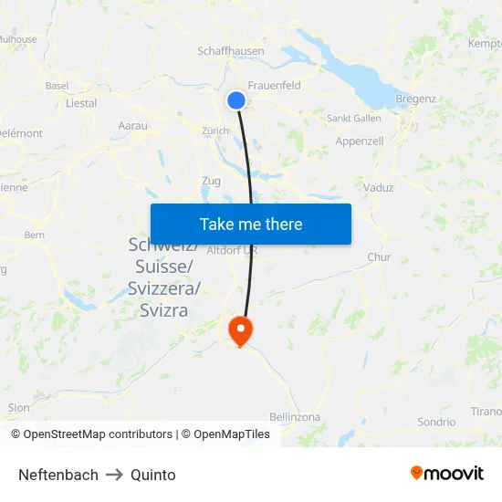 Neftenbach to Quinto map