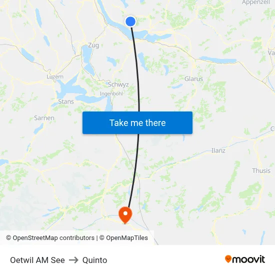 Oetwil AM See to Quinto map