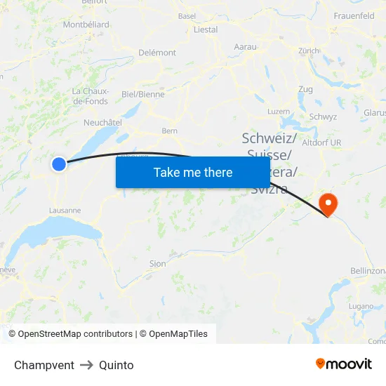 Champvent to Quinto map