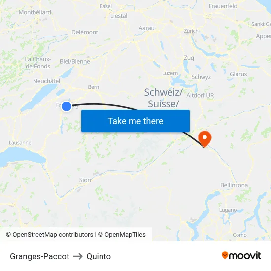 Granges-Paccot to Quinto map