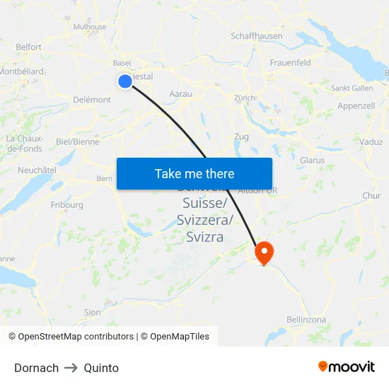 Dornach to Quinto map