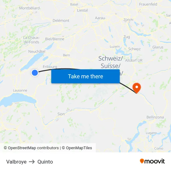 Valbroye to Quinto map