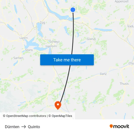 Dürnten to Quinto map