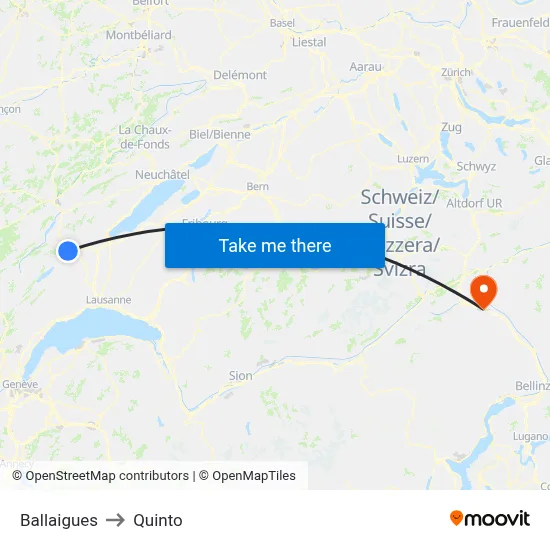 Ballaigues to Quinto map