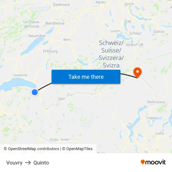 Vouvry to Quinto map
