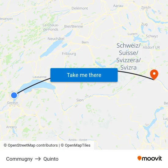 Commugny to Quinto map